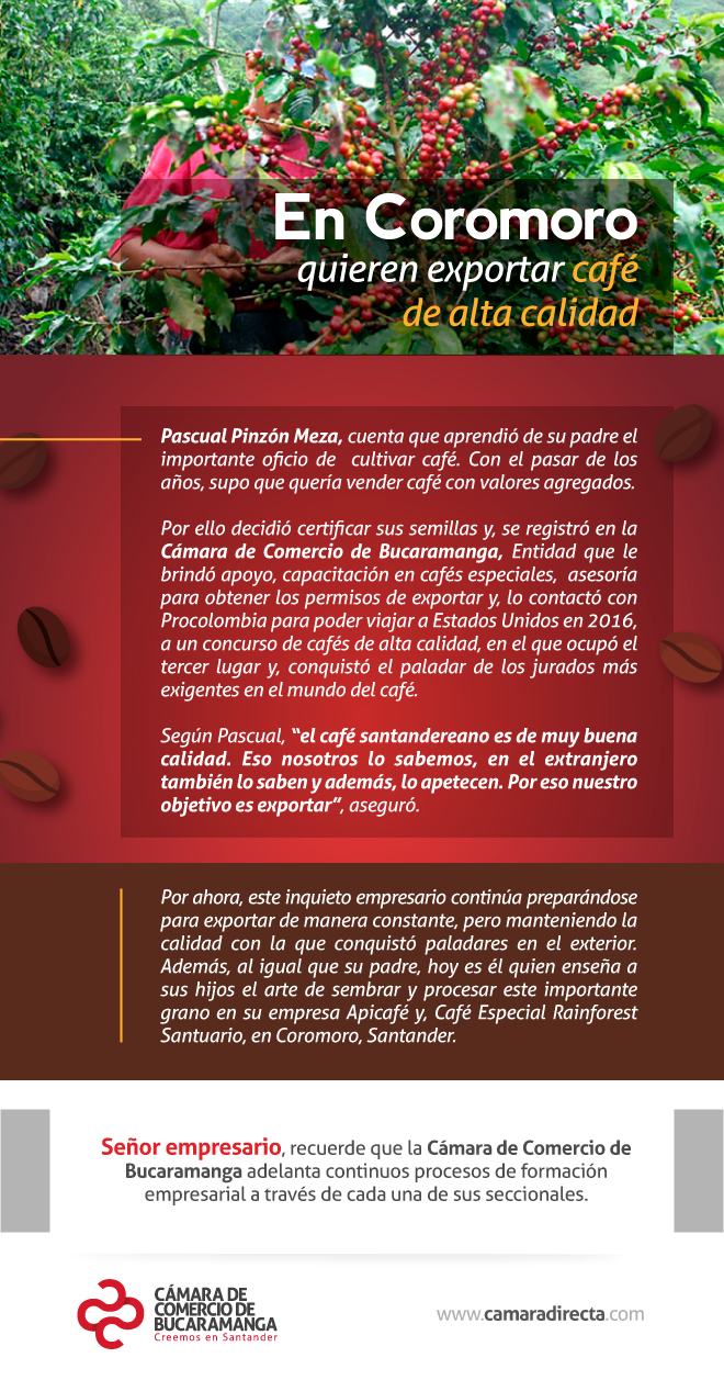 En Coromoro quieren exportar café de alta calidad