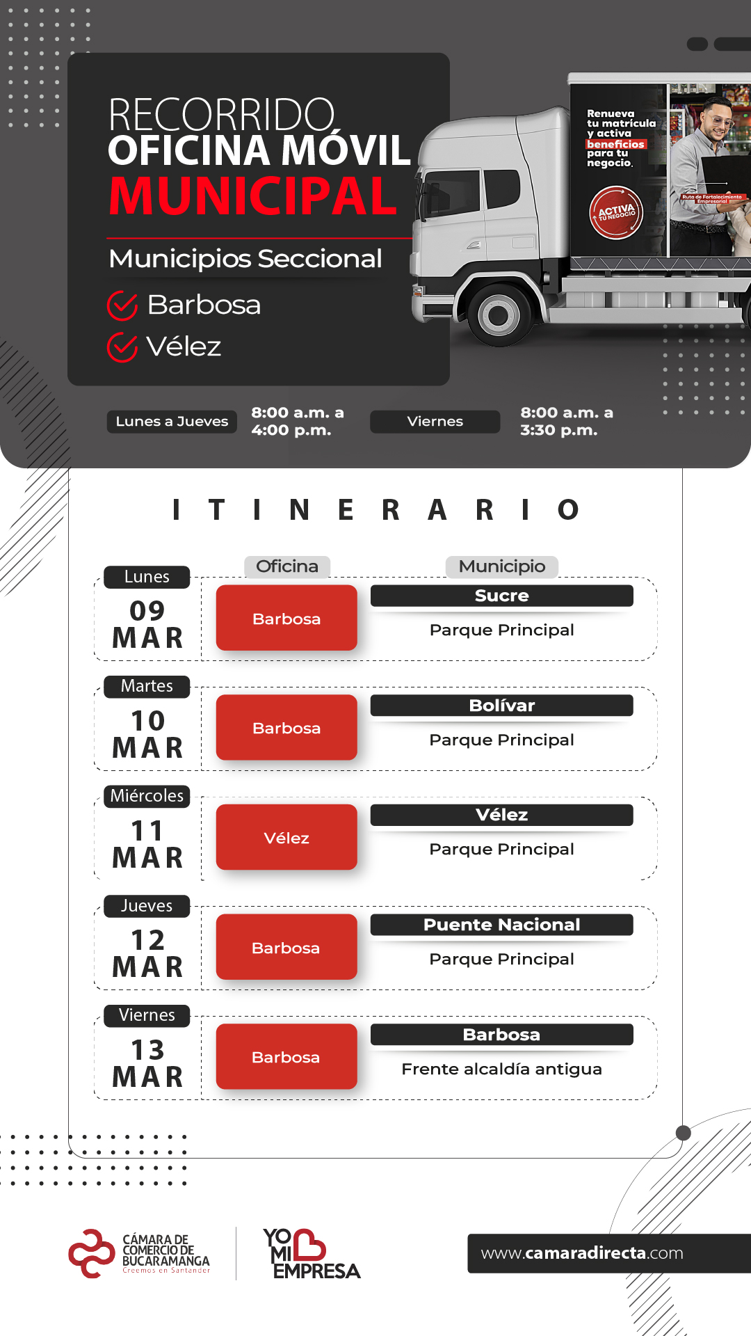 RECORRIDO OFICINA M&Oacute;VIL MUNICIPAL 2026
