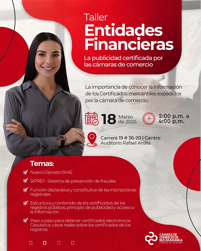 TALLER ENTIDADES FINANCIERAS "LA PUBLICIDAD CERTIFICADA POR LAS CÁMARAS DE COMERCIO" 18 MARZO 2025