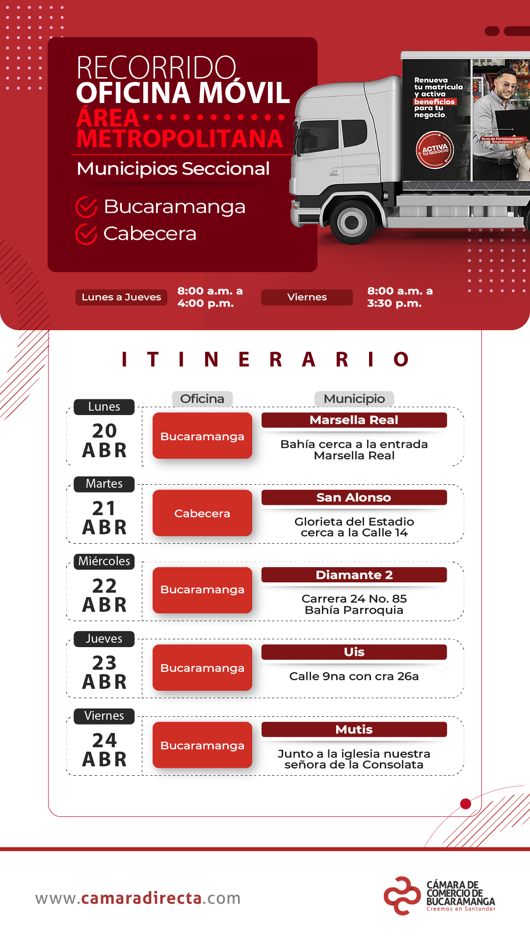 RECORRIDO OFICINA M&Oacute;VIL &Aacute;REA METROPOLITANA 2026