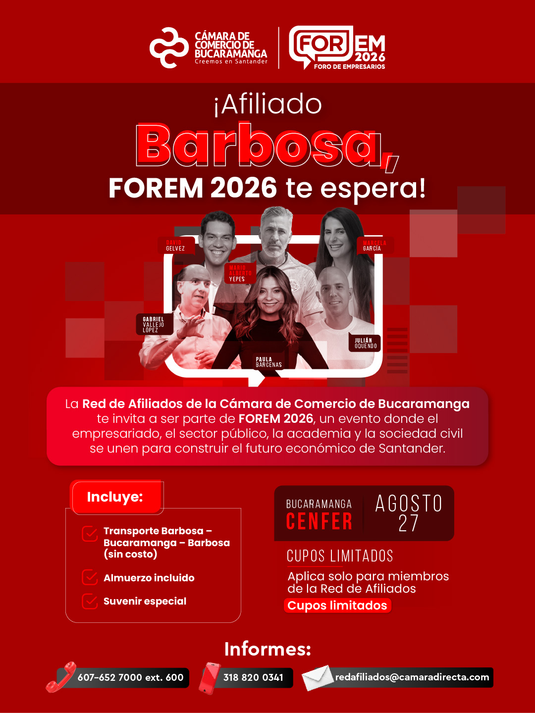 Beneficio Transporte Afiliados Barbosa Forem 2026