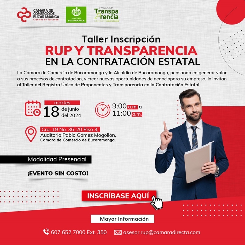 TALLER INSCRIPCIÓN RUP Y TRANSPARENCIA EN LA CONTRATACIÓN ESTATAL 