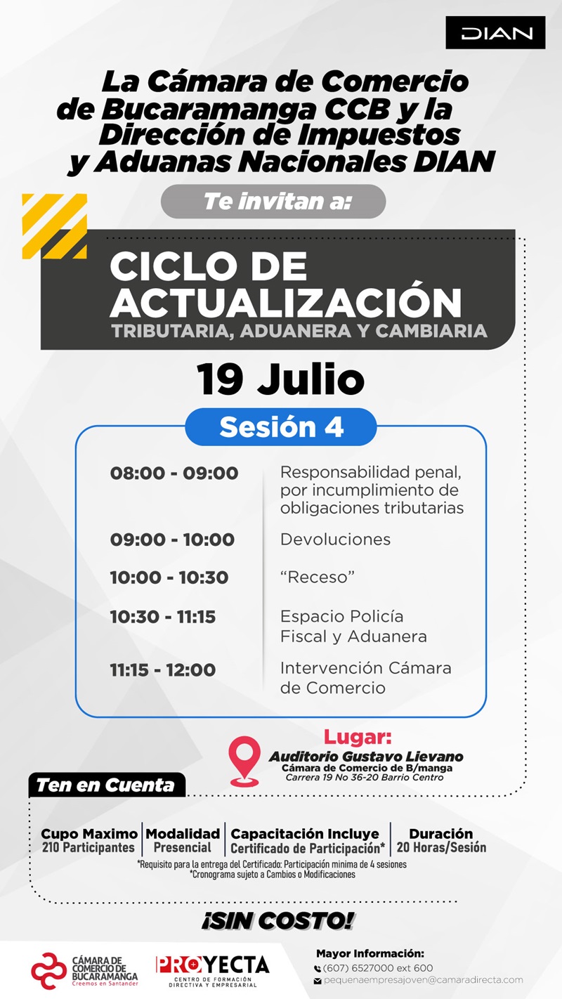 SESIÓN 4 CICLO DE ACTUALIZACIÓN TRIBUTARIA, ADUANERA Y CAMBIARIA
