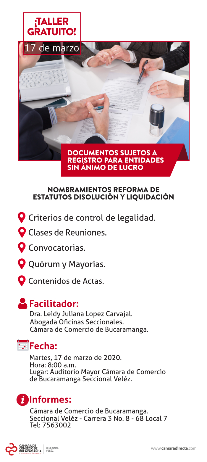 TALLER GRATUITO VÉLEZ - DOCUMENTOS SUJETOS A REGISTRO PARA ESALES