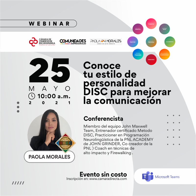 WEBINAR CONOCE TU ESTILO DE PERSONALIDAD DISC PARA MEJORAR LA COMUNICACIÓN