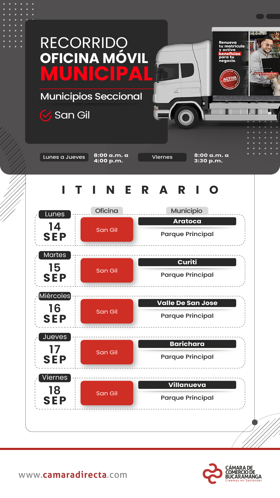 RECORRIDO OFICINA M&Oacute;VIL MUNICIPAL 2026