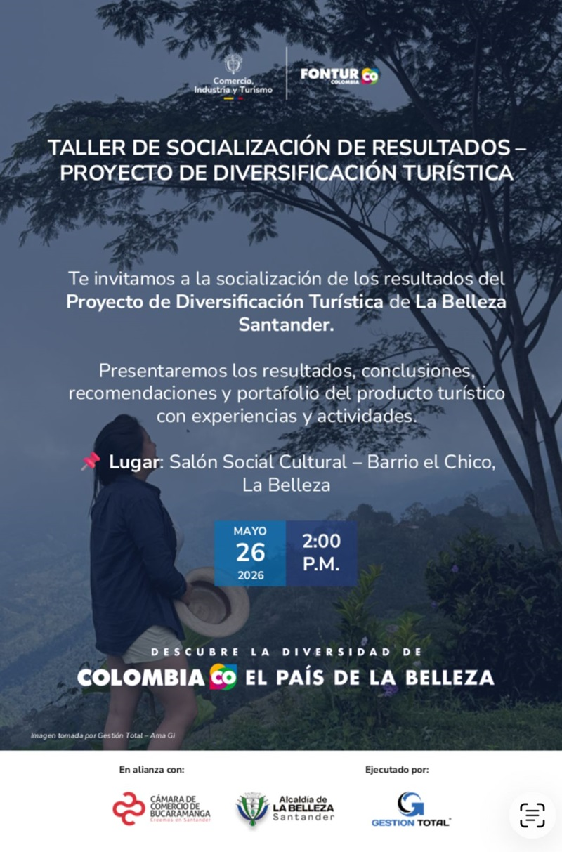 SOCIALIZACI&Oacute;N DE RESULTADOS DEL PROYECTO DE DIVERSIFICACI&Oacute;N TUR&Iacute;STICA DE LA BELLEZA, SDER