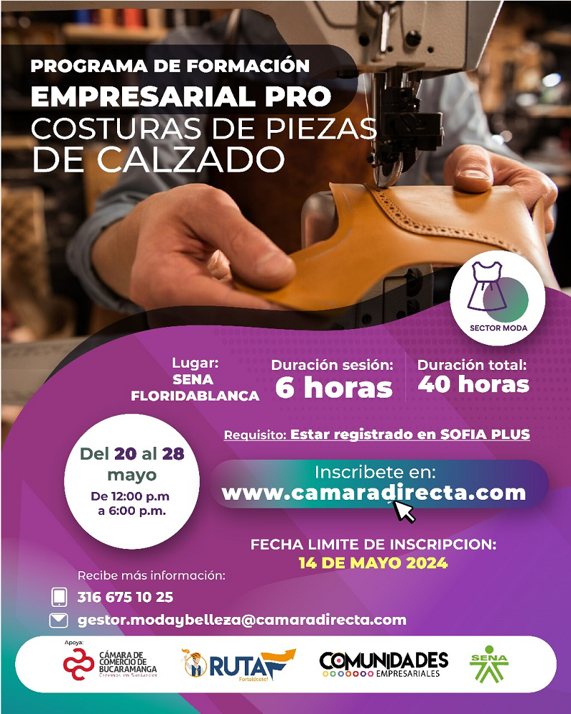 TALLER COSTURAS DE PIEZA DE CALZADO EN ALIANZA SENA