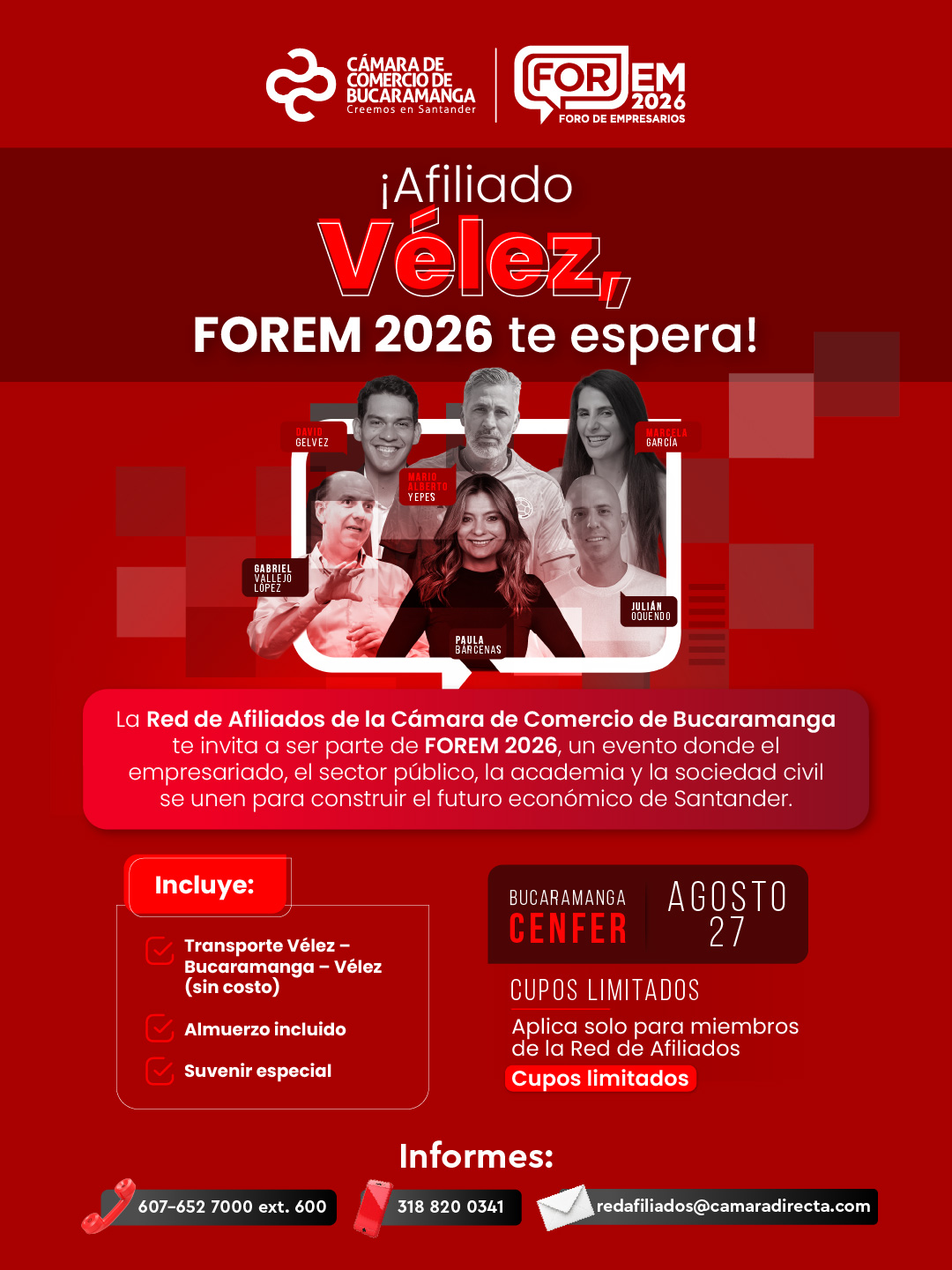 Beneficio Transporte Afiliados V&eacute;lez Forem 2026