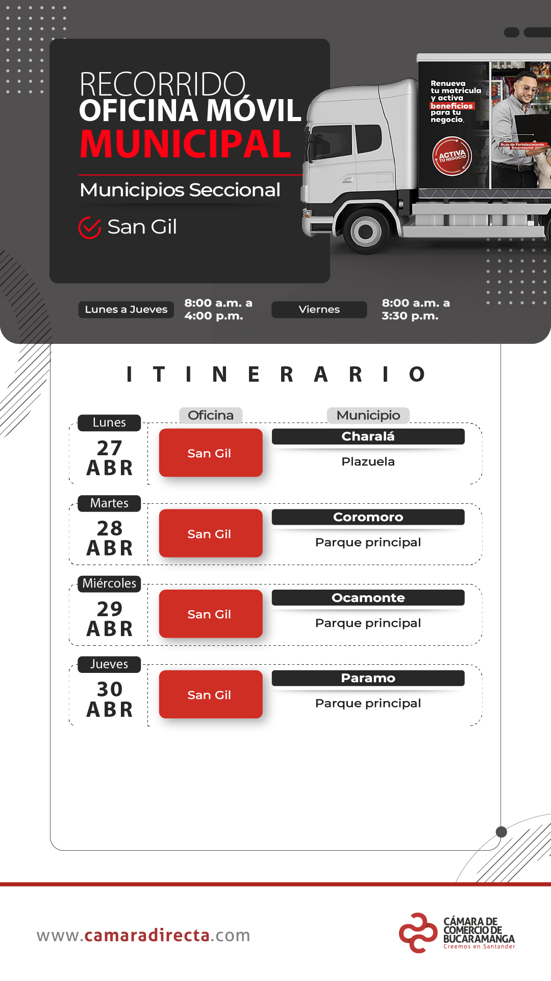 RECORRIDO OFICINA M&Oacute;VIL MUNICIPAL 2026
