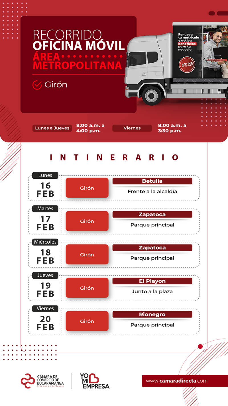 RECORRIDO OFICINA M&Oacute;VIL &Aacute;REA METROPOLITANA 2026