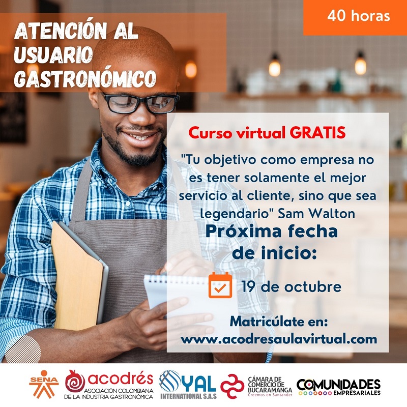 CURSO VIRTUAL GRATIS - ATENCIÓN AL USUARIO GASTRONÓMICO