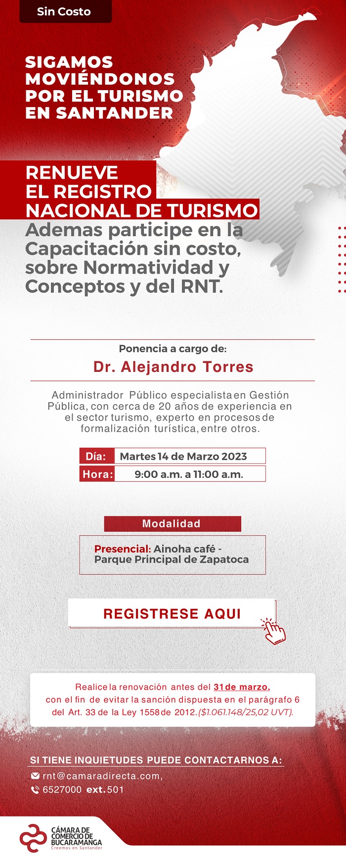 TALLER CAPACITACIÓN Y RENOVACIÓN RNT ZAPATOCA Y BETULIA 14 MARZO 2023