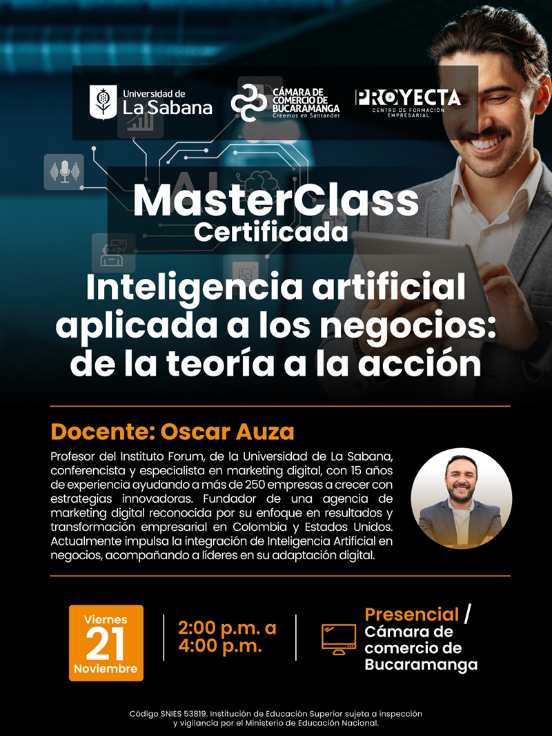 MASTERCLASS INTELIGENCIA ARTIFICIAL APLICADA A LOS NEGOCIOS: DE LA TEORÍA A LA ACCIÓN