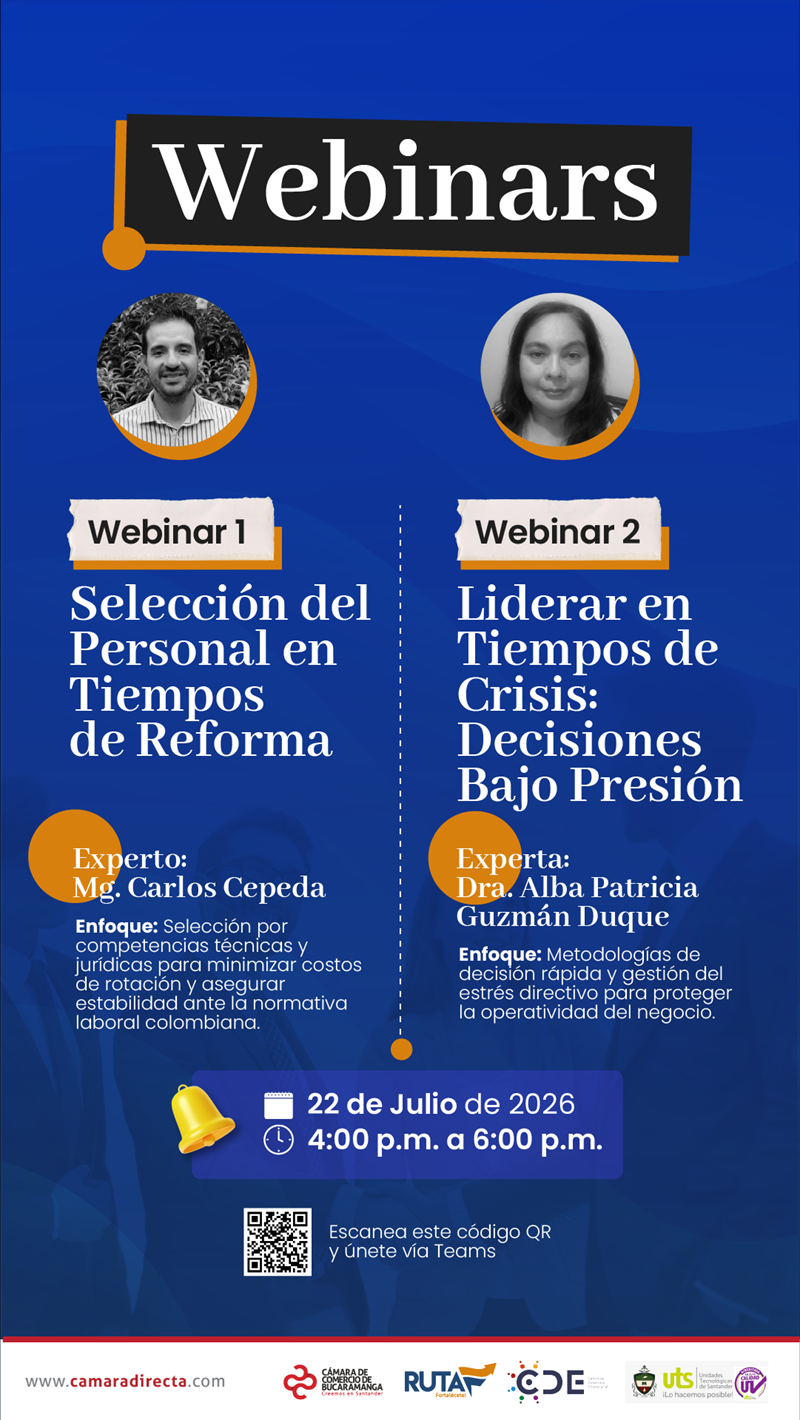 "SELECCI&Oacute;N DE PERSONAL EN TIEMPOS DE REFORMA? Y ?LIDERAR EN TIEMPOS DE CRISIS: DECISIONES BAJO PRESI&Oacute;N?.