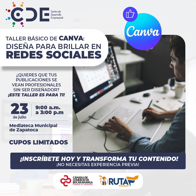 TALLER BÁSICO DE CANVA: DISEÑA PARA BRILLAR EN REDES SOCIALES - ZAPATOCA