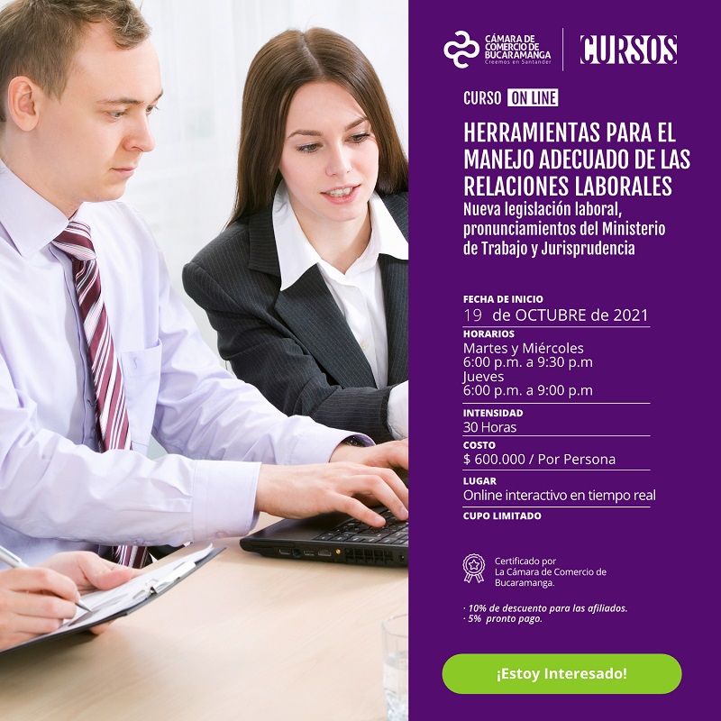 CURSO ON LINE HERRAMIENTAS PARA EL MANEJO ADECUADO DE LAS RELACIONES LABORALES 