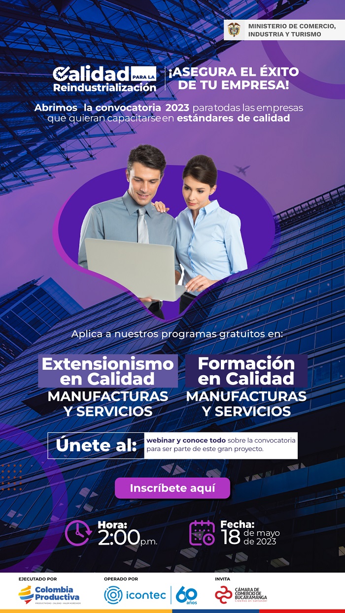 WEBINAR FORMACIÓN EN CALIDAD PARA SECTORES MANUFACTURA Y SERVICIOS 18 MAYO 2023   