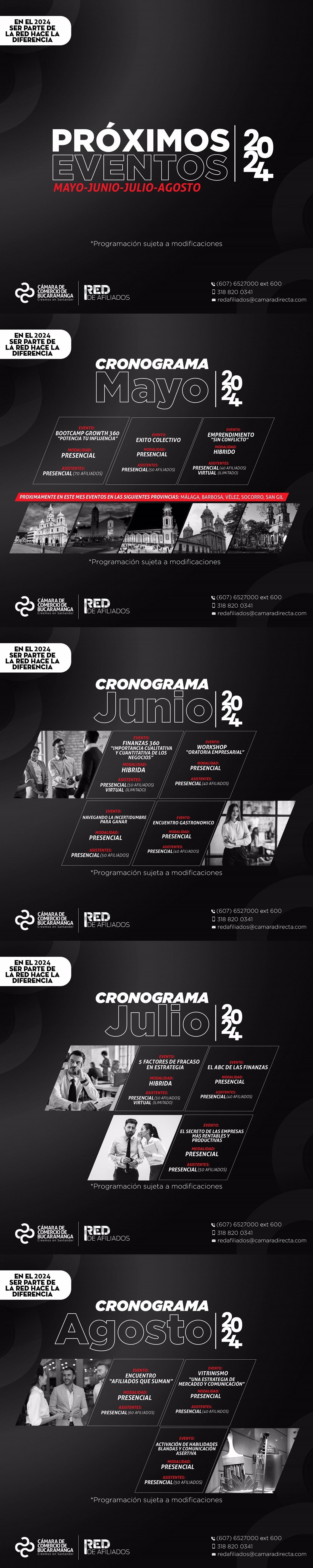 PROXIMOS EVENTOS AFILIADOS SEGUNDO CUATRIMESTRE 2024