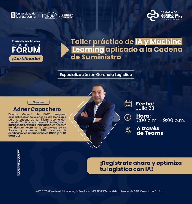 TALLER PR&Aacute;CTICO DE IA Y MACHINE LEARNING APLICADOS A LA CADENA DE SUMINISTRO
