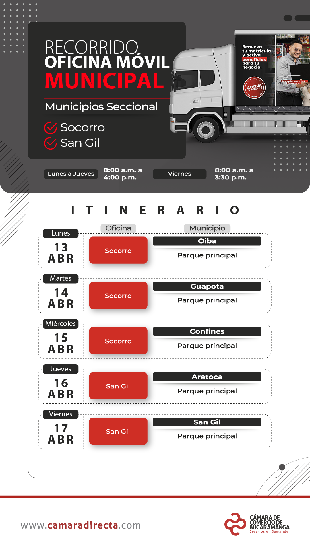 RECORRIDO OFICINA M&Oacute;VIL MUNICIPAL 2026