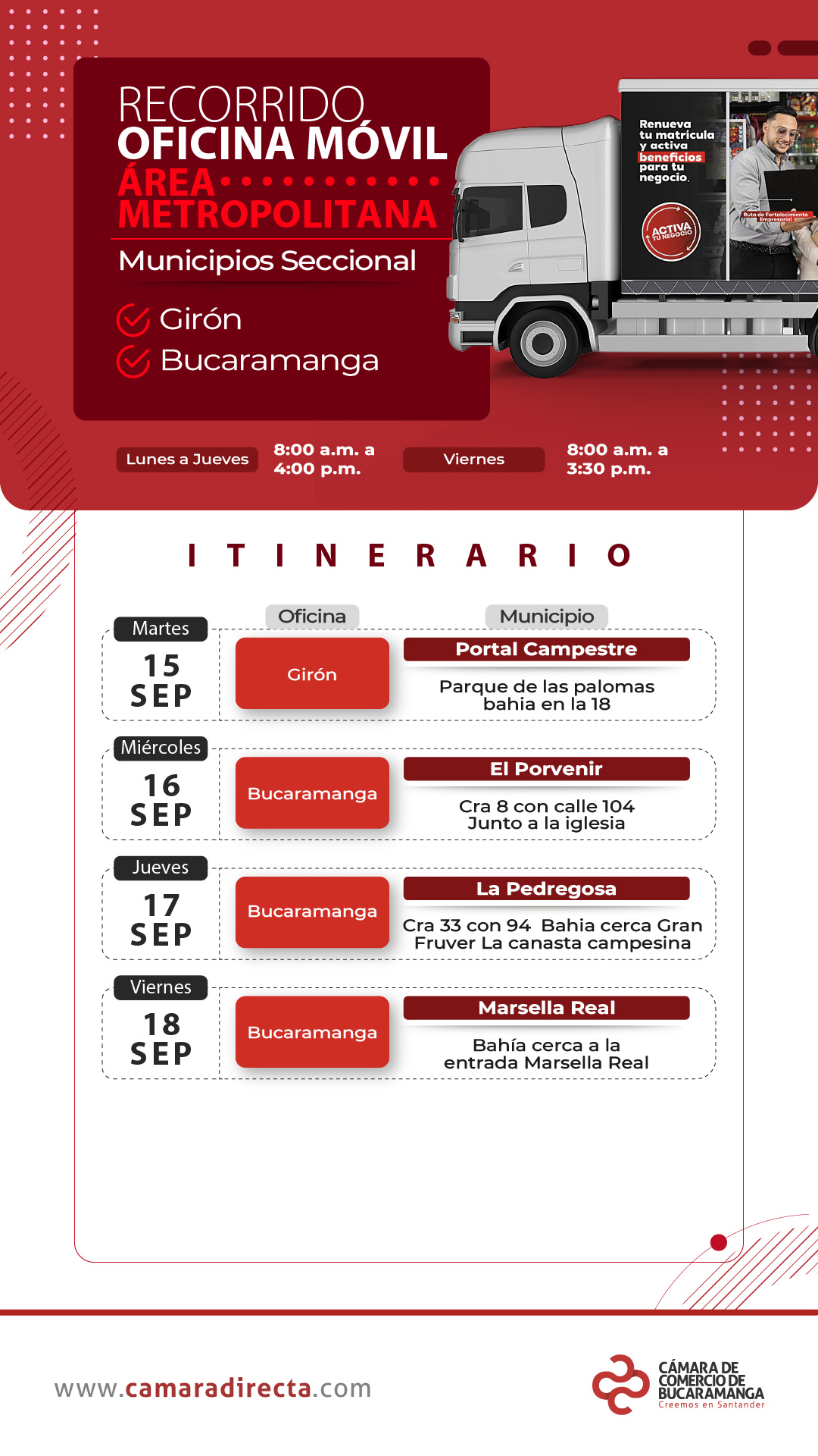 RECORRIDO OFICINA M&Oacute;VIL &Aacute;REA METROPOLITANA 2026