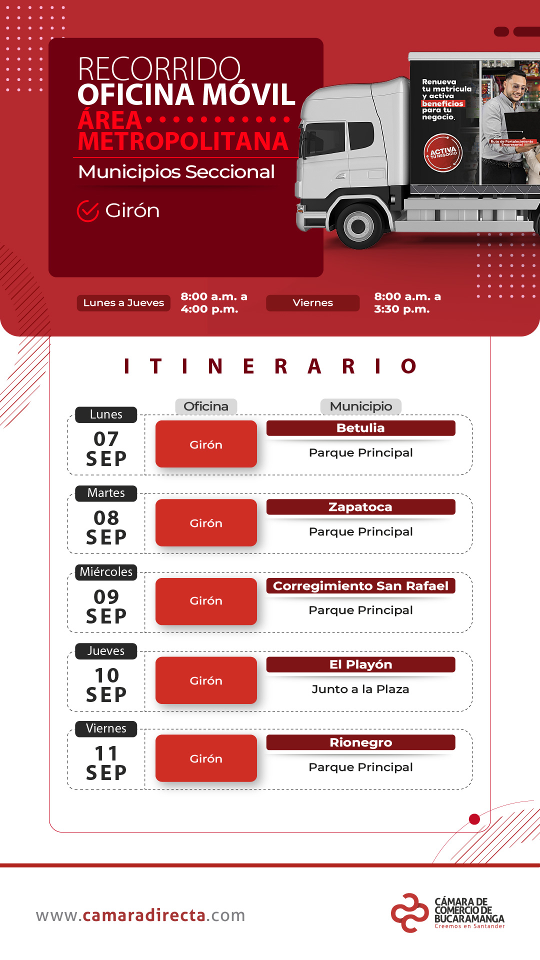 RECORRIDO OFICINA M&Oacute;VIL &Aacute;REA METROPOLITANA 2026