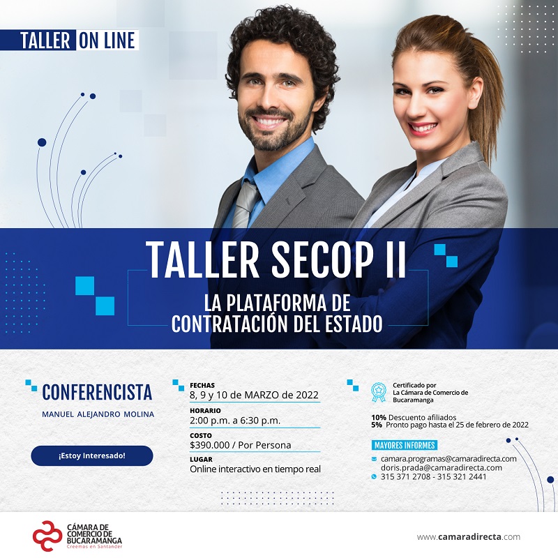 TALLER ON LINE SECOP II LA PLATAFORMA DE CONTRATACION DEL ESTADO
