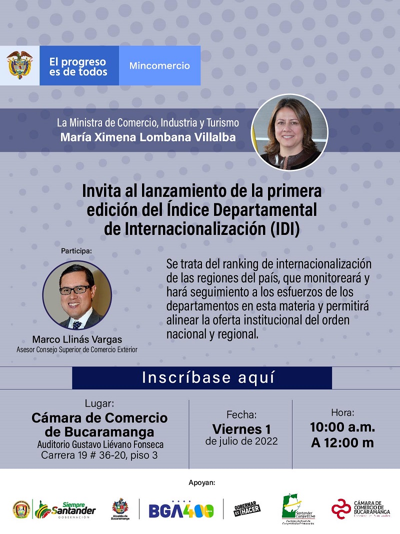 LANZAMIENTO DE LA 1ERA EDICIÓN DEL ÍNDICE DEPARTAMENTAL DE INTERNACIONALIZACIÓN (IDI)