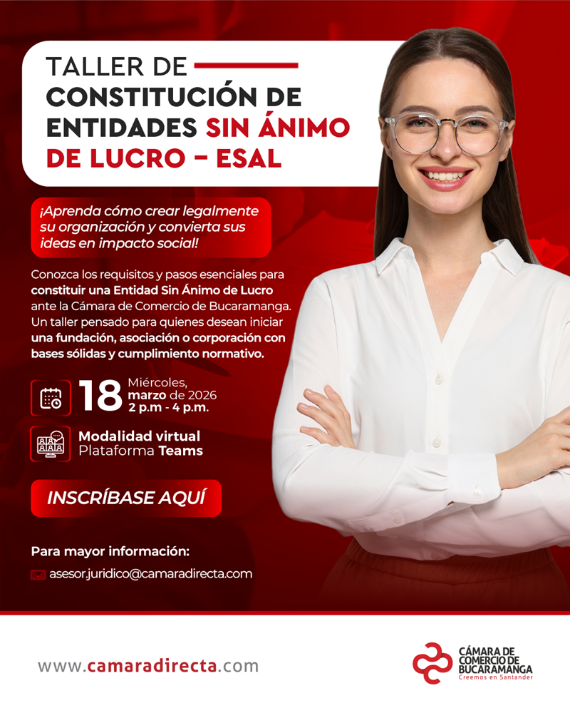 TALLER DE CONSTITUCI&Oacute;N DE ENTIDADES SIN &Aacute;NIMO DE LUCRO - ESAL 18 MARZO 2026