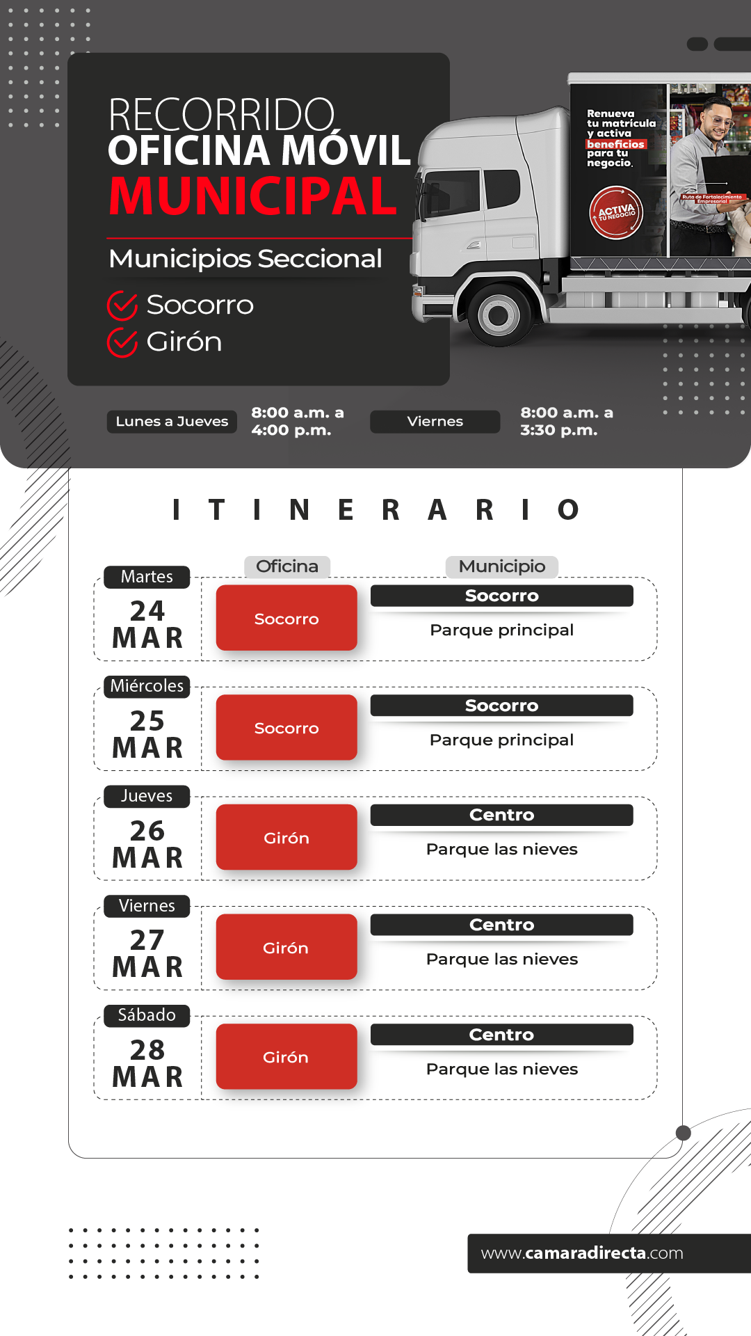 RECORRIDO OFICINA M&Oacute;VIL MUNICIPAL 2026