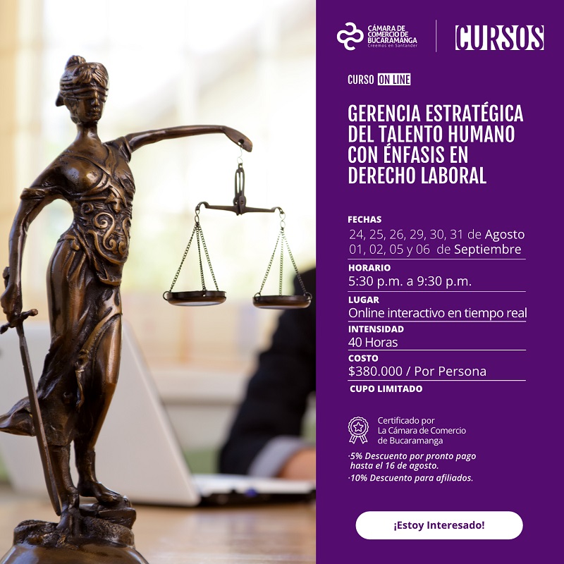 CURSO ON LINE GERENCIA ESTRATÉGICA DEL TALENTO HUMANO EN ÉNFASIS EN DERECHO LABORAL 