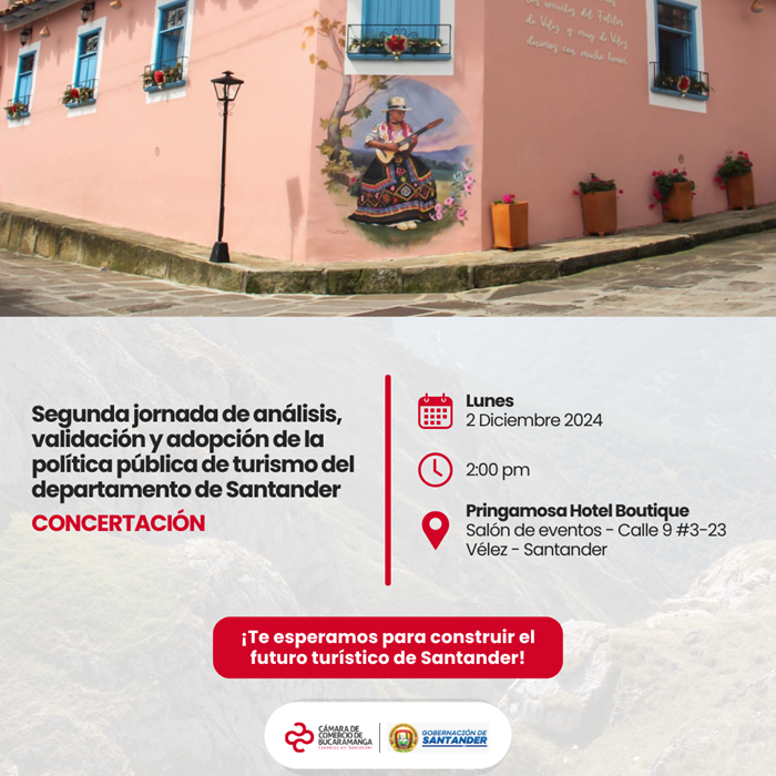 2DA JORNADA DE ANÁLISIS, VALIDACIÓN Y ADOPCIÓN DE LA POLÍTICA PÚBLICA DE TURISMO DEL DPTO STDER VÉLEZ