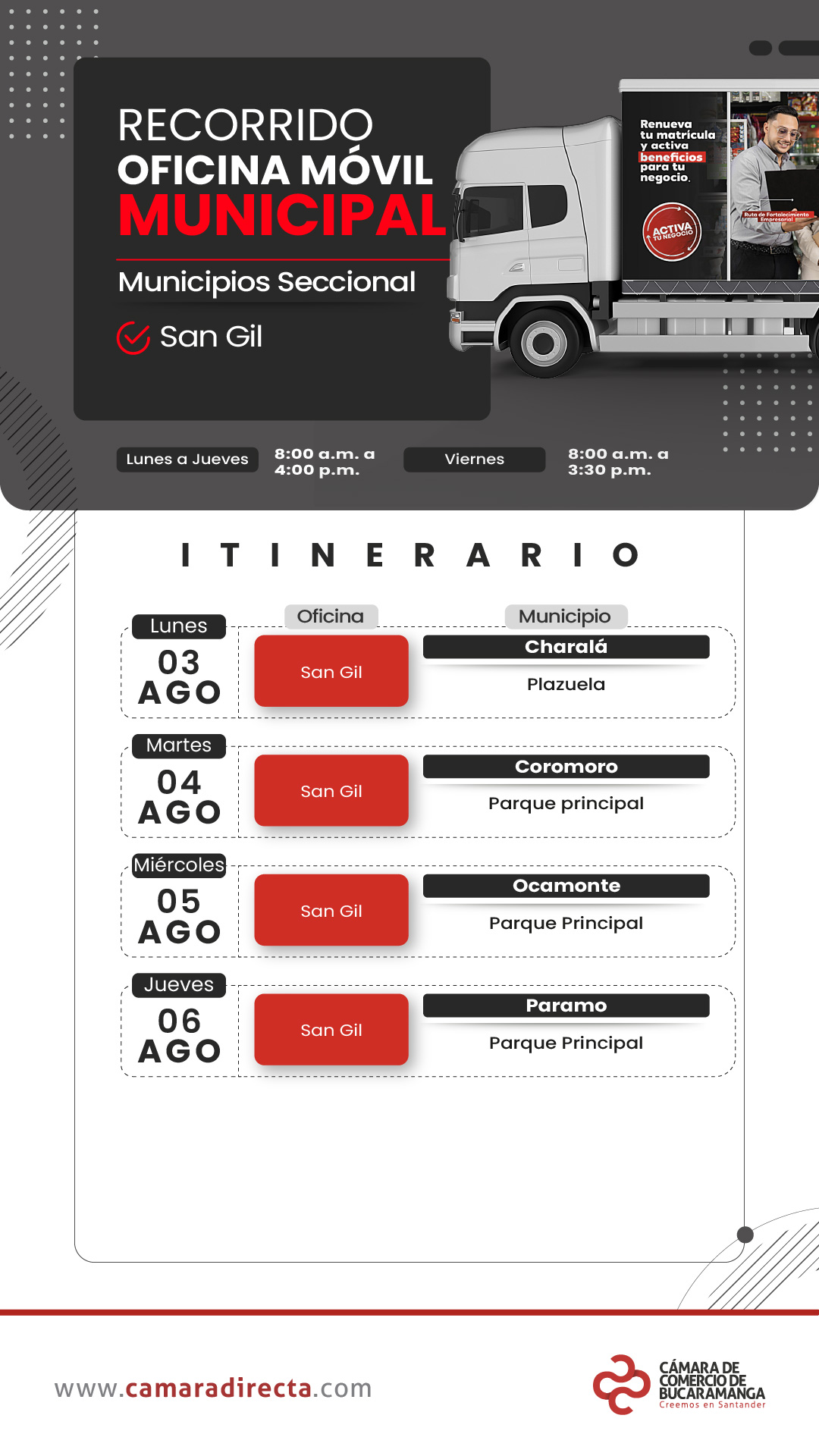 RECORRIDO OFICINA M&Oacute;VIL MUNICIPAL 2026