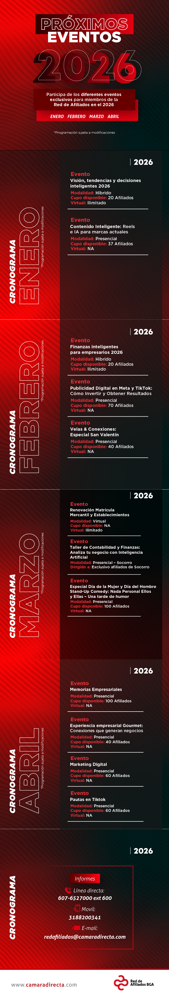 PROXIMOS EVENTOS AFILIADOS 2026