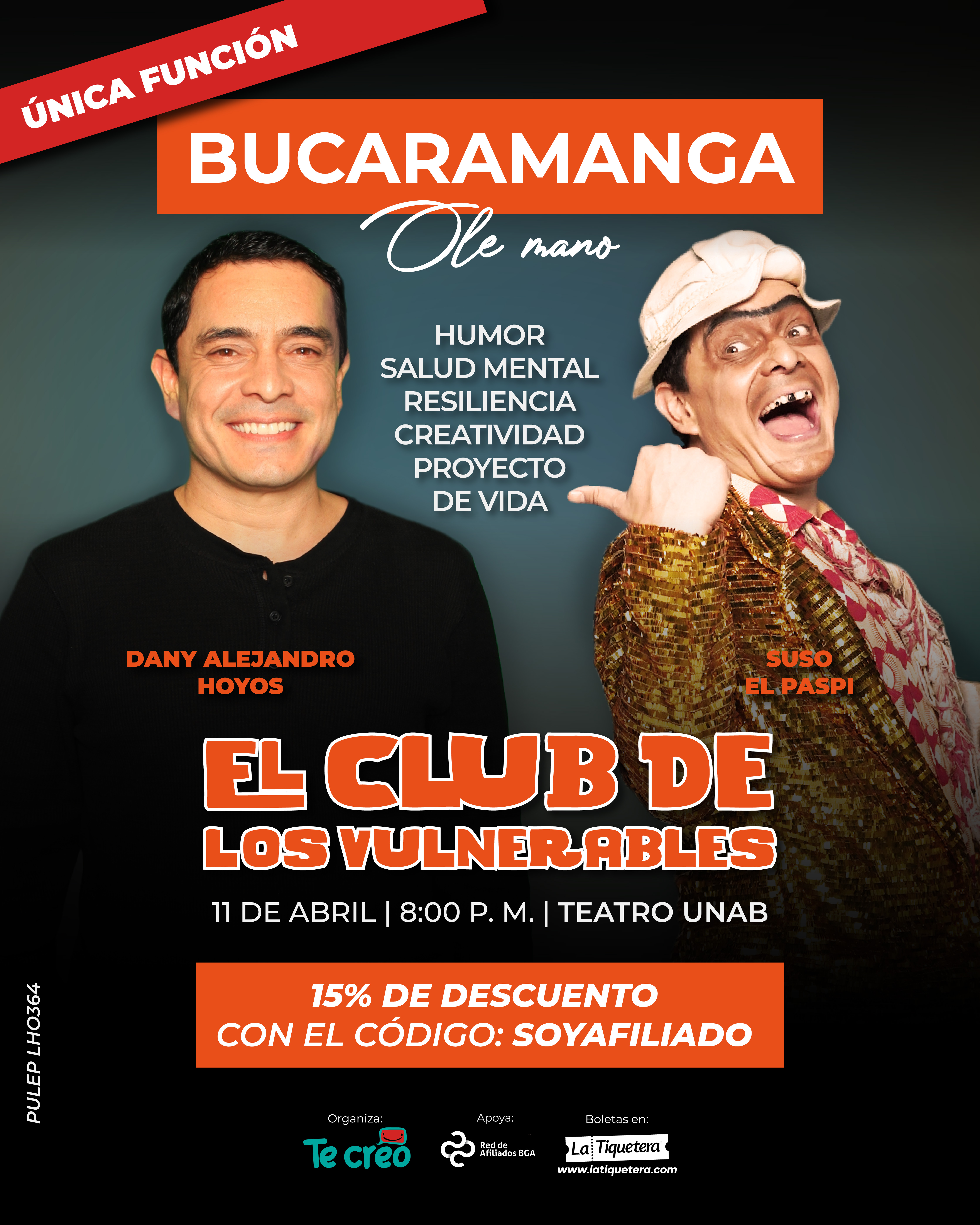 DESCUENTO  AFILIADOS EVENTO CLUB DE LOS VULNERABLES BGA