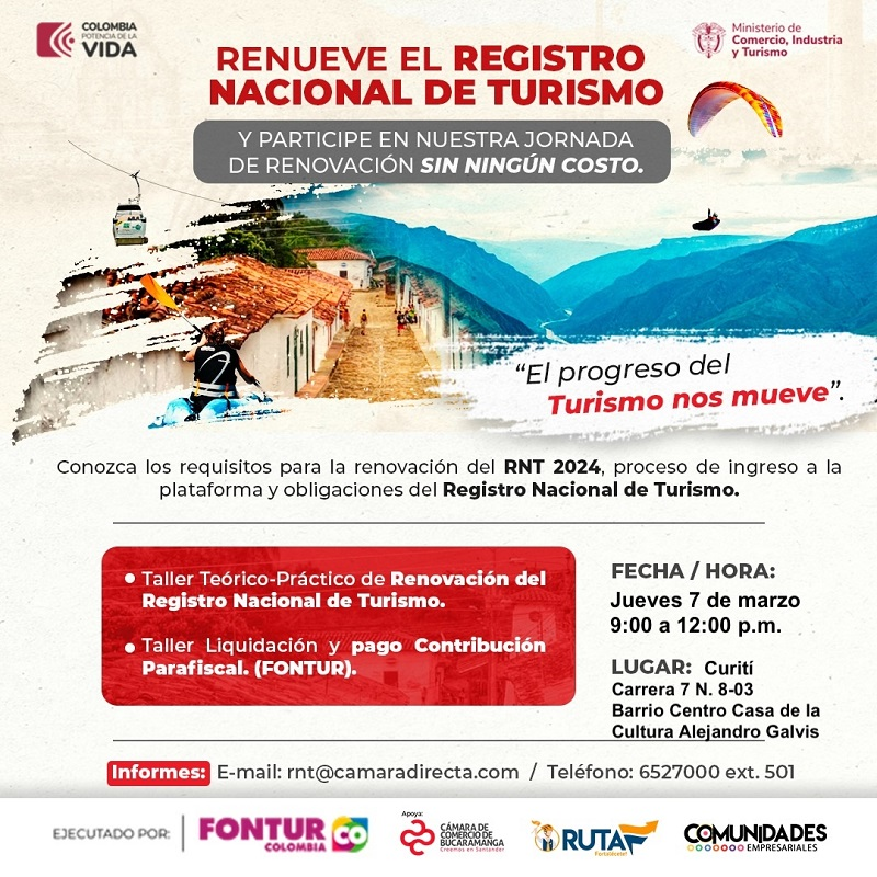 TALLER TEÓRICO-PRÁCTICO DE RENOVACIÓN DEL RNT - LIQUIDACIÓN Y PAGO (FONTUR) CURITÍ
