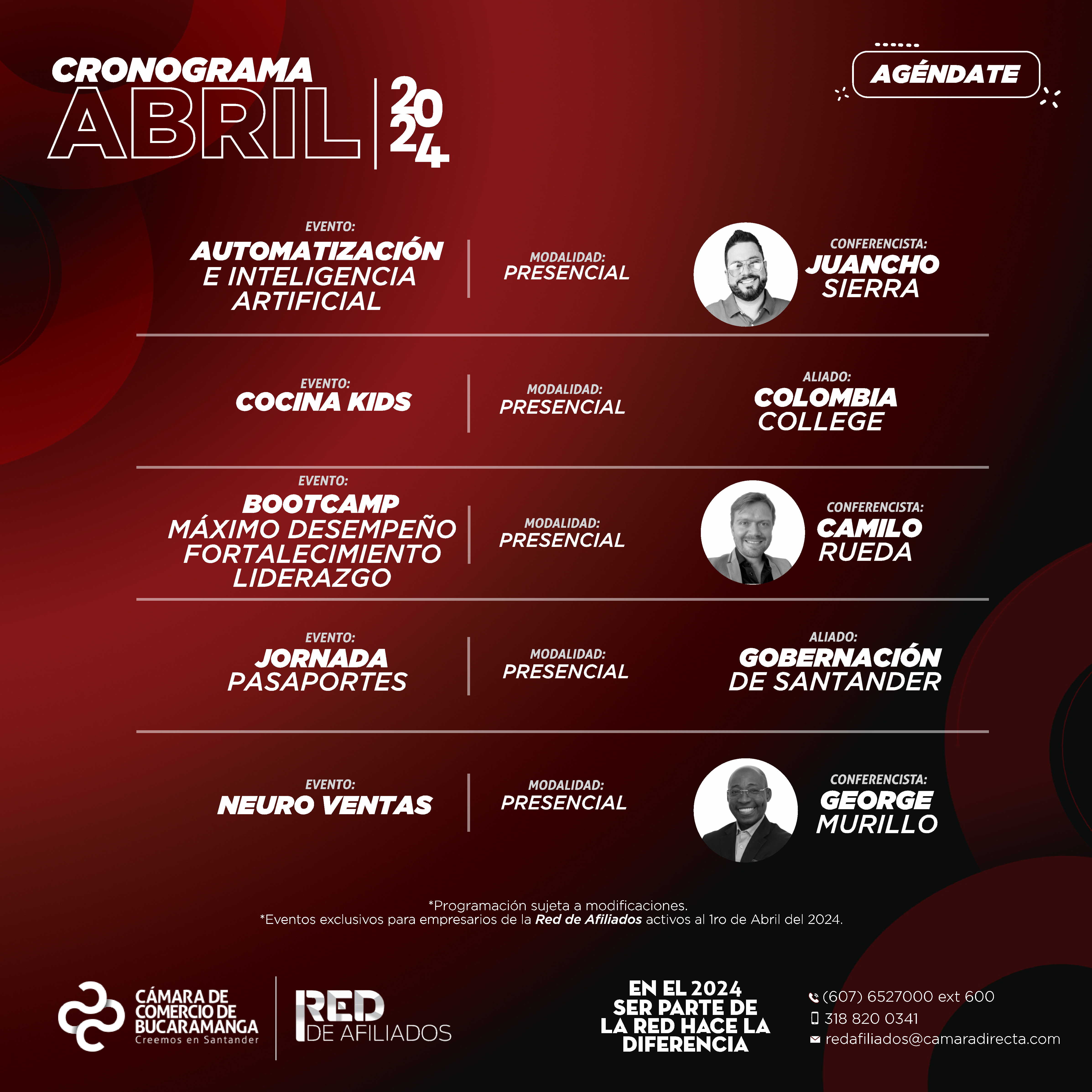 CRONOGRAMA DE EVENTOS ABRIL 2024