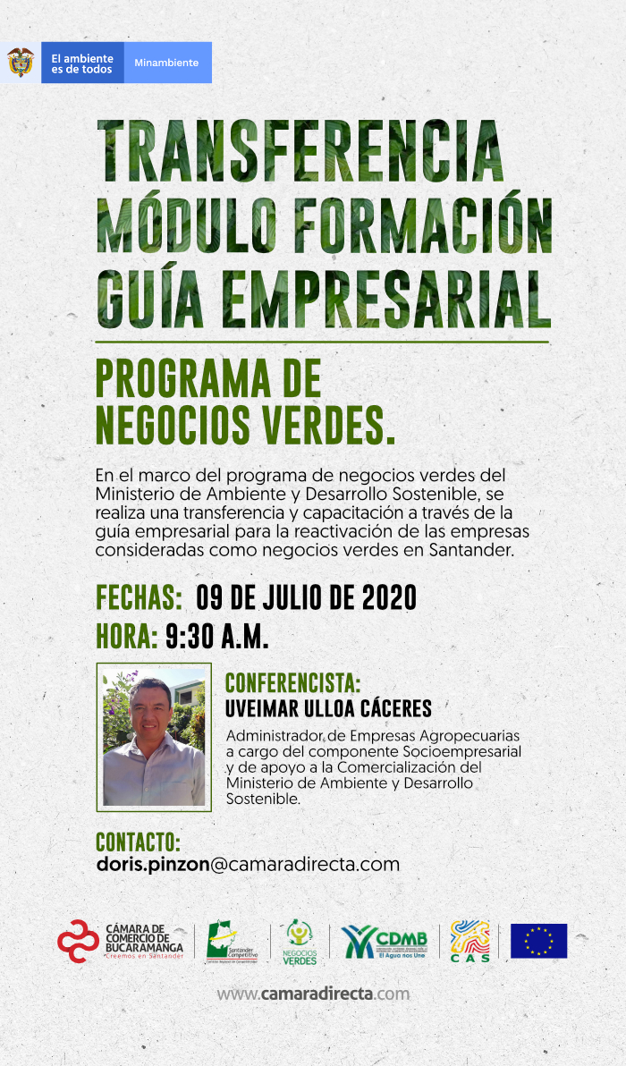 TRANSFERENCIA M&Oacute;DULO FORMACI&Oacute;N GU&Iacute;A EMPRESARIAL. PROGRAMA DE NEGOCIOS VERDES