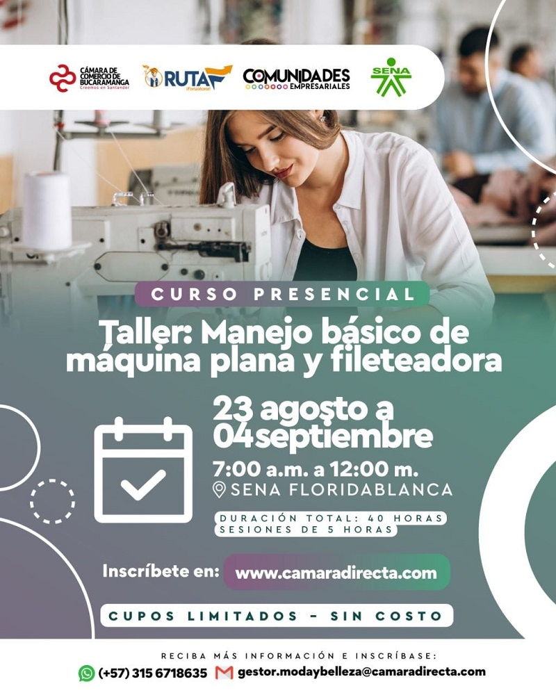 TALLER: MANEJO BÁSICO DE MÁQUINA PLANA Y FILETEADORA