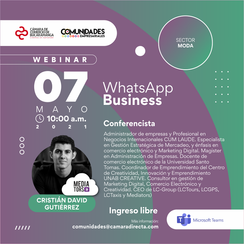 WEBINAR WHATSAPP BUSINESS - COMUNIDAD EMPRESARIAL SECTOR MODA