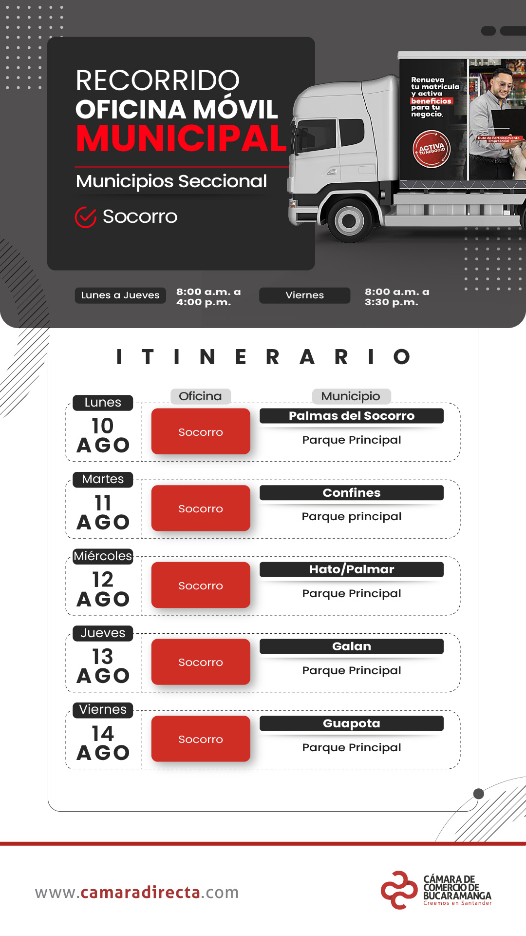 RECORRIDO OFICINA M&Oacute;VIL MUNICIPAL 2026