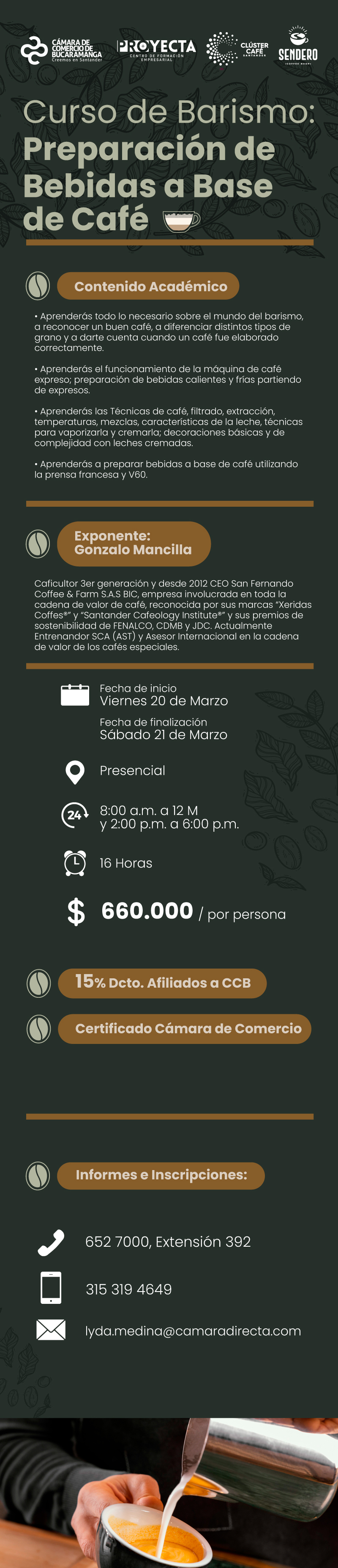 CURSO DE BARISMO: PREPARACI&Oacute;N DE BEBIDAS A BASE DE CAF&Eacute;- 2026- III