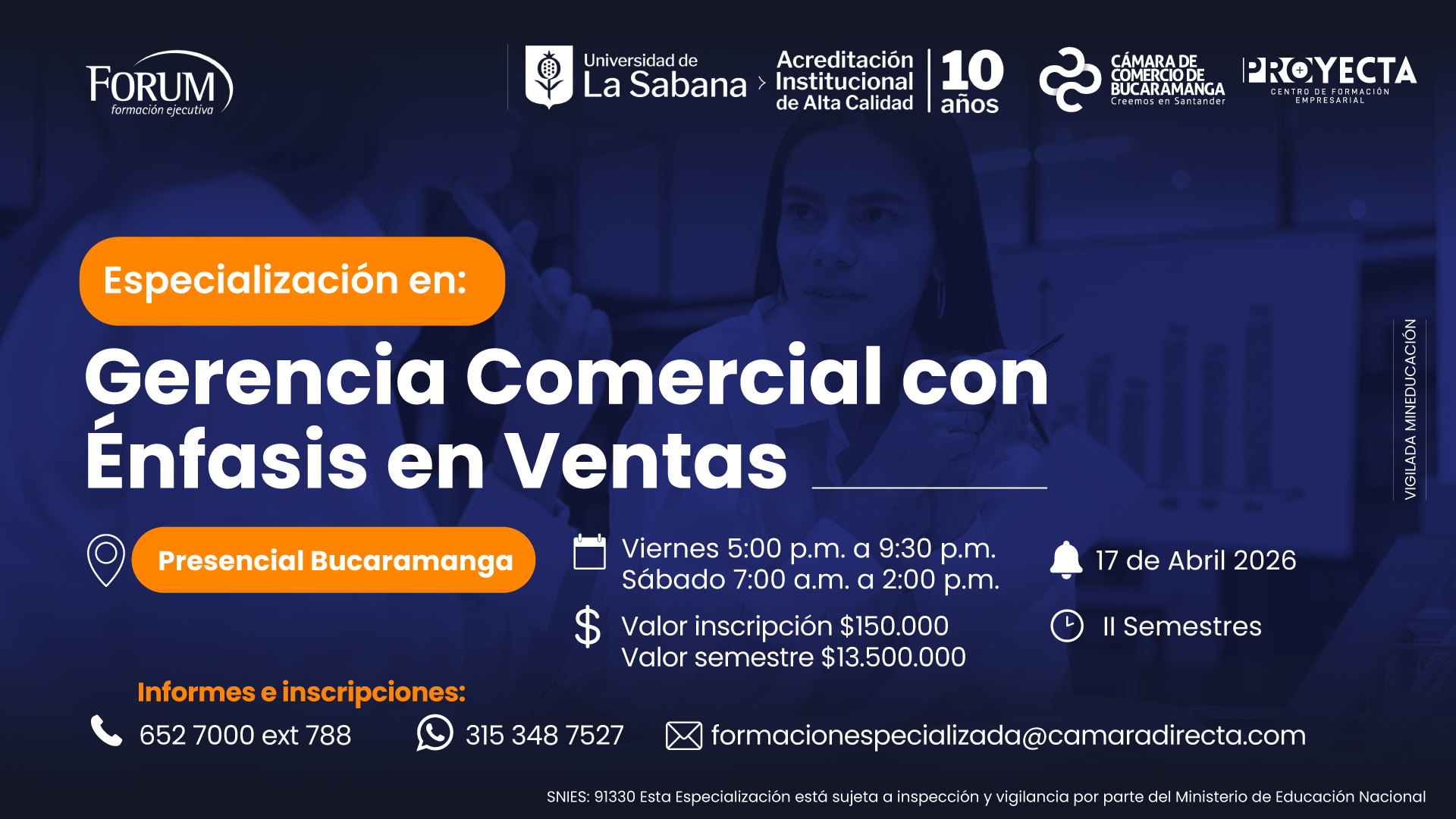 ESPECIALIZACIÓN EN GERENCIA COMERCIAL CON ÉNFASIS EN VENTAS    -     UNIVERSIDAD DE LA SABANA